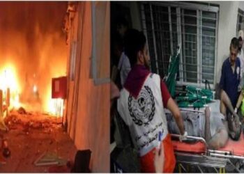 Israel Hamas war rocket hits Gaza Strip hospital