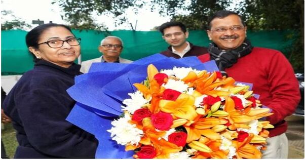 TMC chief Mamata Banerjee India alliance Delhi CM AAP convenor Arvind Kejriwal