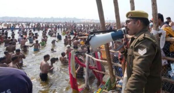 Basant Panchami Amrit Snan Festival Maha Kumbh Area Crowd of Devotees