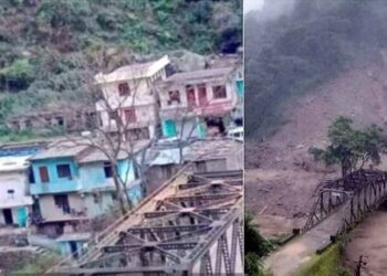 In Rudraprayag Uttarakhand a flood came from the mountain and the whole village disappeared