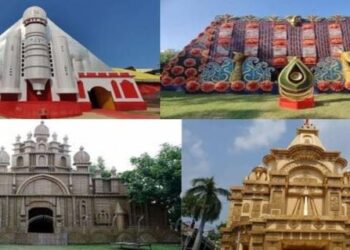 Durga Puja pandal on the Vatican City theme