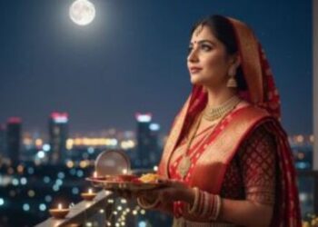 Karwa Chauth 2025 Married women with moon