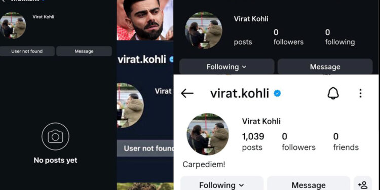 विराट कोहली का इंस्टाग्राम अकाउंट अचानक गायब, फिर लौटा—फैंस की बढ़ी धड़कनें