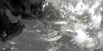 Monsoon clouds are visible in ISRO