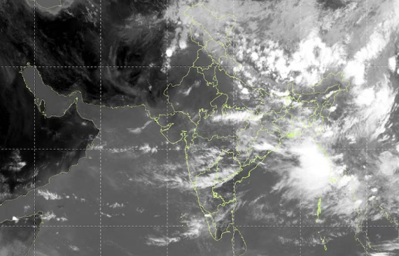 Monsoon clouds are visible in ISRO