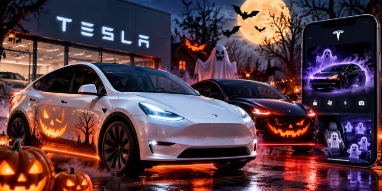 टेस्ला की कारों में आया भूतिया हैलोवीन मोड! Model Y और Model Y L में दिखेंगे डरावने लाइट इफेक्ट्स, आवाजें और खास फीचर्स