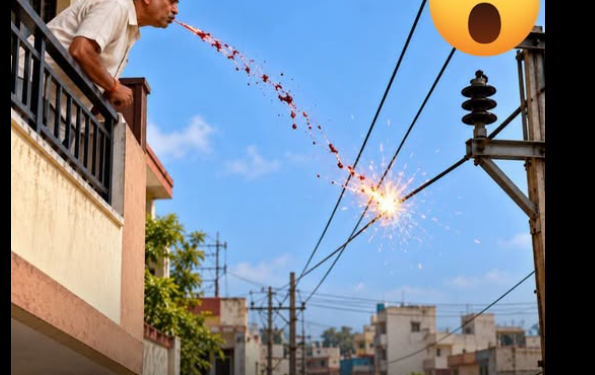 Elderly man leans over to spit out gutkha dies after coming into contact with an 11000 volt power line